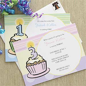 Kids Personalized Birthday Invitations - Cupcakes - 7203