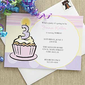 Kids Personalized Birthday Invitations - Cupcakes - 7203
