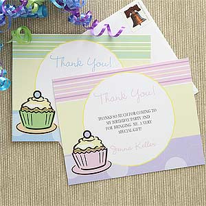 Personalized Thank You Cards For Kids - Cupcakes - 7220