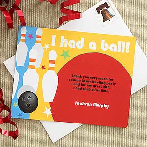 Personalized Bowling Thank You Note Cards - 7224