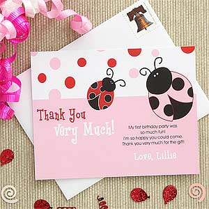 Personalized Girls Thank You Cards - Ladybug - 7226