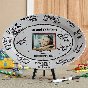Happy Birthday Personalized Signature Photo Platter - 7263