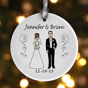Personalized Christmas Ornaments - Bride and Groom Characters - 7265