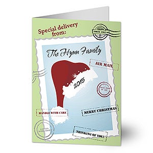 Across The Miles Personalized Santa Hat Christmas Cards - 7293