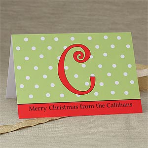 Custom Printed Christmas Cards - Polka Dot Monogram - 7329