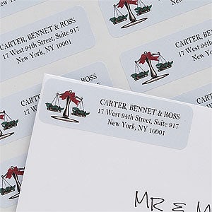 Scales of Justice Personalized Law Firm Holiday Address Labels - 7364