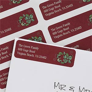 Christmas Wreath Personalized Return Address Labels - 7385