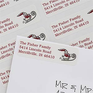 Santa's Sleigh Personalized Christmas Card Address Labels - 7386