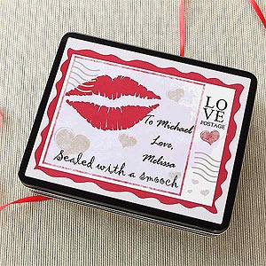 Sealed With A Kiss Personalized Chocolate Kisses Gift Tin - 7447