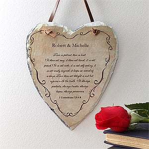 Love Is Patient Bible Verse Heart Slate Plaque - 7448