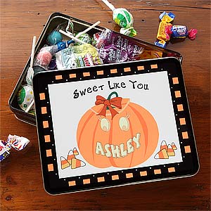 Personalized Halloween Pumpkin Candy Tin - 7461