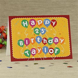 Birthday Balloons Personalized Birthday Cards - 7492