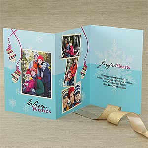 Warm Wishes Personalized Photo Christmas Cards - Three Panel - 7541