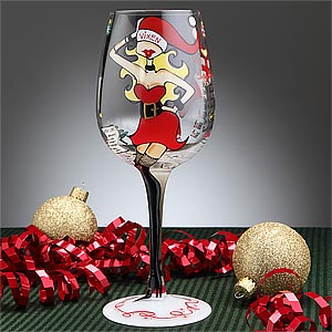 Santa's Helper Christmas Wine Glass - 7557