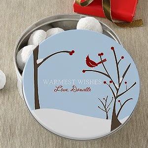 Personalized Cookie Gift Tins - Winter Cardinal - 7571