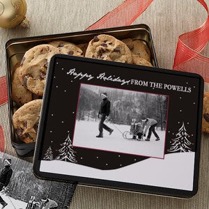 Personalized Photo Cookie Tins - Winter Snowscape - 7578