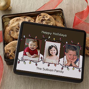 Christmas Lights Personalized Photo Cookie Gift Tins - 7579