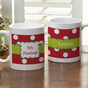 Polka Dot Personalized Christmas Holiday Coffee Mug - 7605