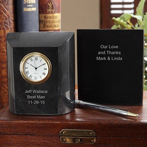 Personalized Groomsman Gifts - Marble Desk Clock - 7614