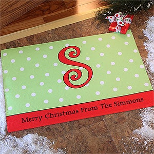 Personalized Holiday Doormats - Polka Dots - 7628