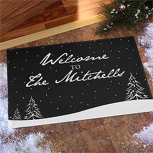 Personalized Holiday Doormats - Winter Snowscape - 7632