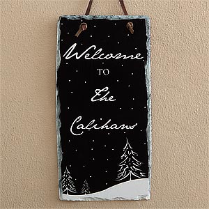 Personalized Holiday Wall Sign Decorations - Winter Snowscape - 7633