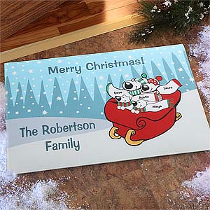 Personalized Holiday Doormats - Polar Bear Family - 7676