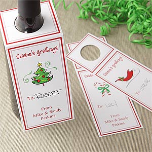 Personalized Holiday Wine Gift Tags - Season's Greetings - 7741