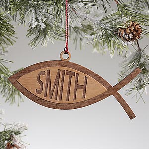 Christian Fish Personalized Christmas Ornaments - 7756