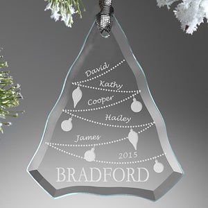 Personalized Family Christmas Ornaments - Glass Christmas Tree - 7763