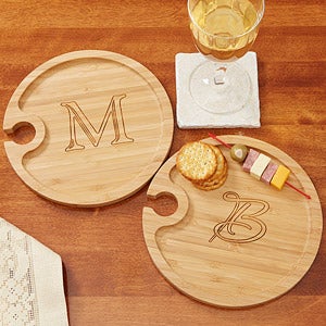 Personalized Bamboo Cocktail Party Plates with Monogram - 7786
