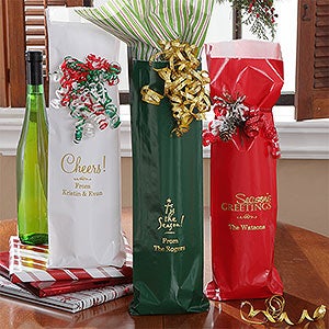 Personalized Christmas Wine Bags - 7927