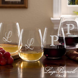 Personalized Stemless Wine Glasses with Initial Monogram - 7943N