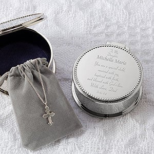 Personalized Baby's First Cross Necklace & Keepsake Box - 7953