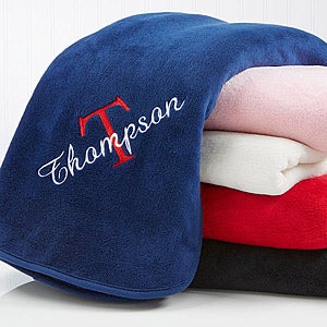 Personalized Fleece Blanket with Name & Monogram - 7969
