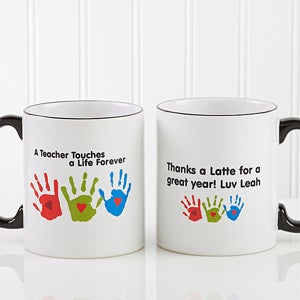 Personalized Teacher Coffee Mug - Kids Handprints - 8027