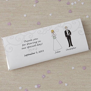 Personalized Bride & Groom Character Wedding Favors Candy Bar Wrappers - 8034