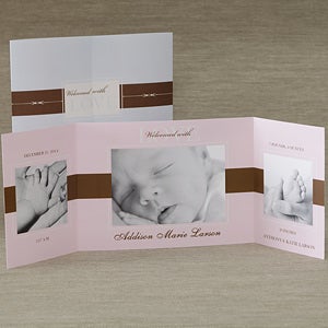 Personalized Photo Baby Announcement Gatefold Cards - Welcomed With Love - 8078
