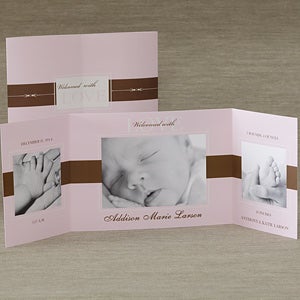 Personalized Photo Baby Announcement Gatefold Cards - Welcomed With Love - 8078