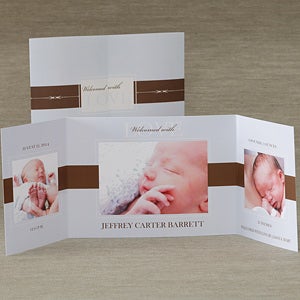 Personalized Photo Baby Announcement Gatefold Cards - Welcomed With Love - 8078