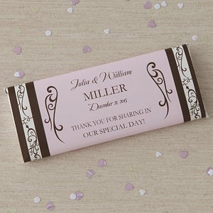 Personalized Wedding Favor Candy Bar Wrappers - Filigree - 8117