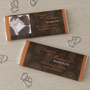 Wedding Favor Personalized Chocolate Bar Wrappers - Paisley - 8118