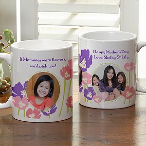 Personalized Photo Coffee Mug for Her - Floral Design - 8162
