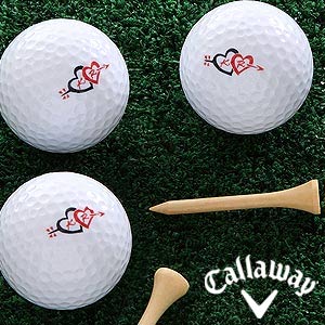 Personalized Golf Ball Set - Cupid's Arrow Valentine's Day Designs - 8336