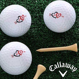 Personalized Golf Ball Set - Cupid's Arrow Valentine's Day Designs - 8336