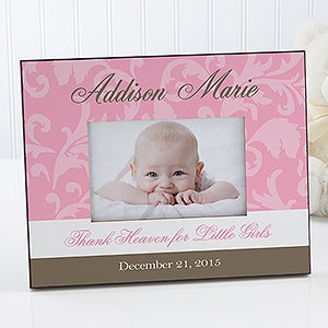 Personalized Baby Picture Frame - Floral Damask - 8459
