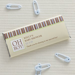 Baby Shower Favors - Personalized Candy Bar Wrappers - Oh Boy - 8479