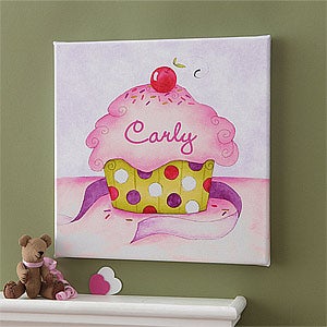 Personalized Canvas Art for Girls - Cupcake - 8631