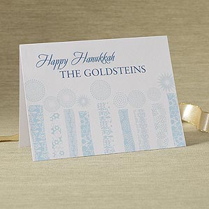 Personalized Happy Hanukkah Candle Holiday Cards - 8834
