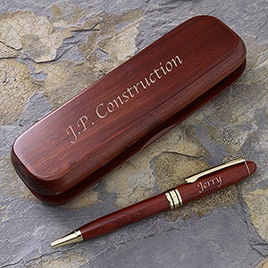 Engraved Rosewood Pen and Case Set - 8850